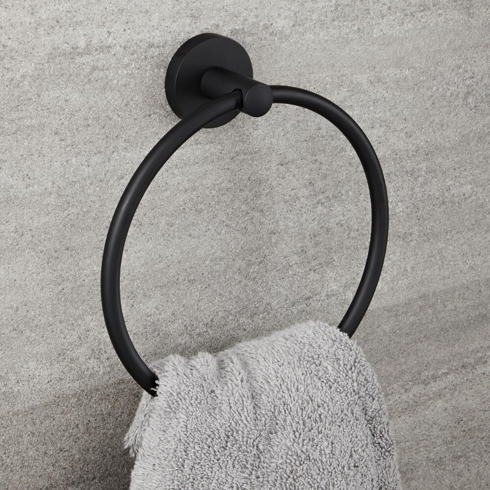 Anneau porte-serviettes noir mat - Nox