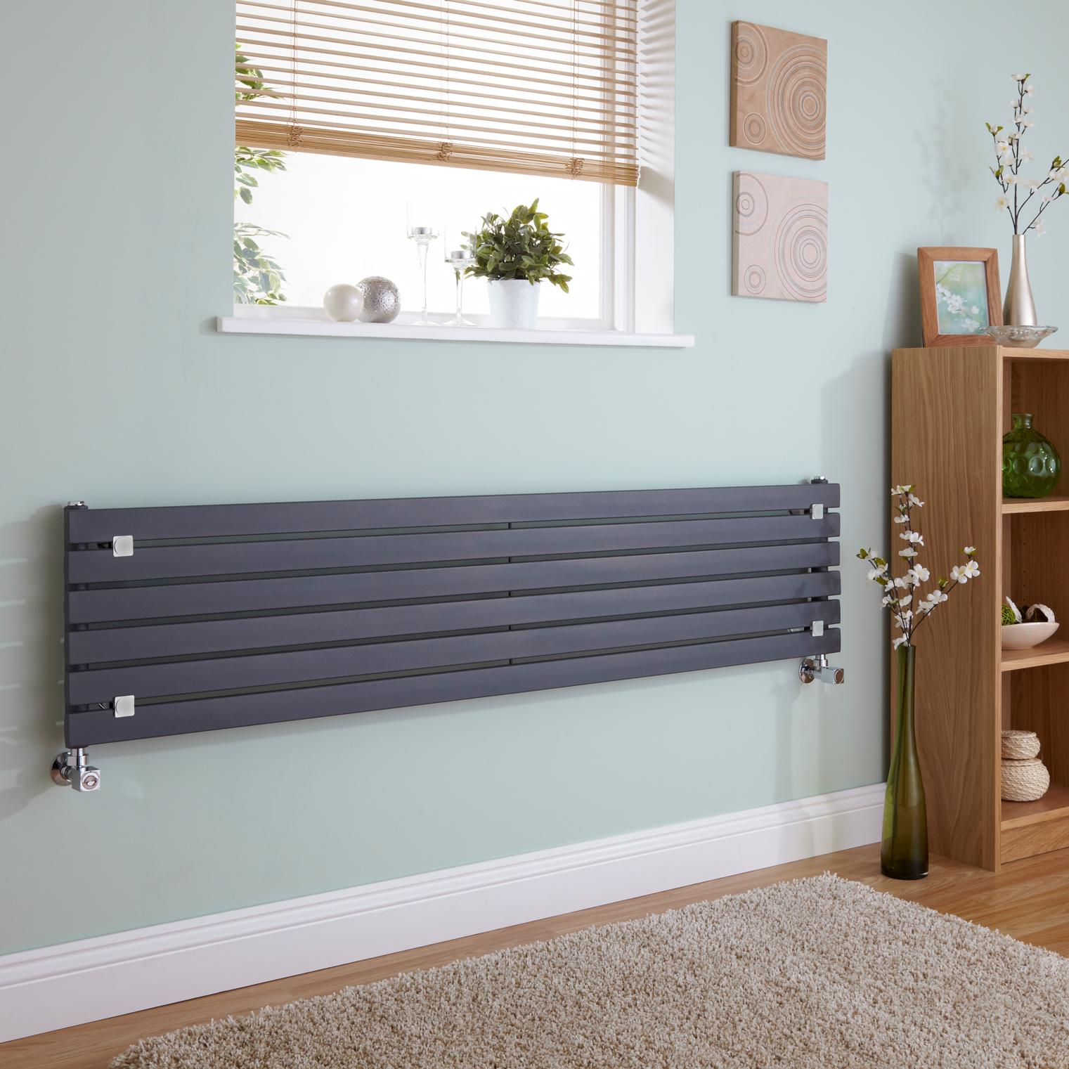 Radiateur Design Horizontal Anthracite Sloane 35,4cm x 160cm x 5,4cm 773 Watts