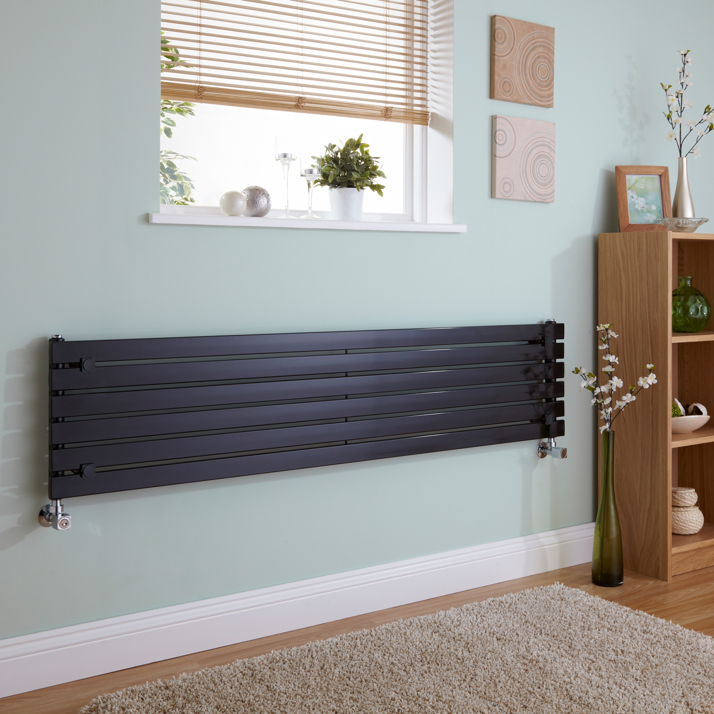Radiateur Design Horizontal Noir Sloane 35,4cm x 160cm x 5,4cm 773 Watts