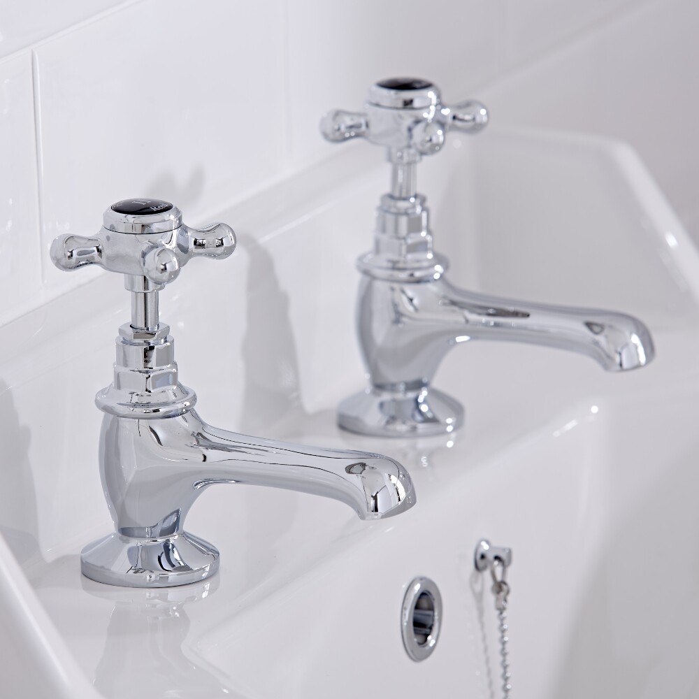 Robinet Lavabo Rétro chrome & noir Topaz