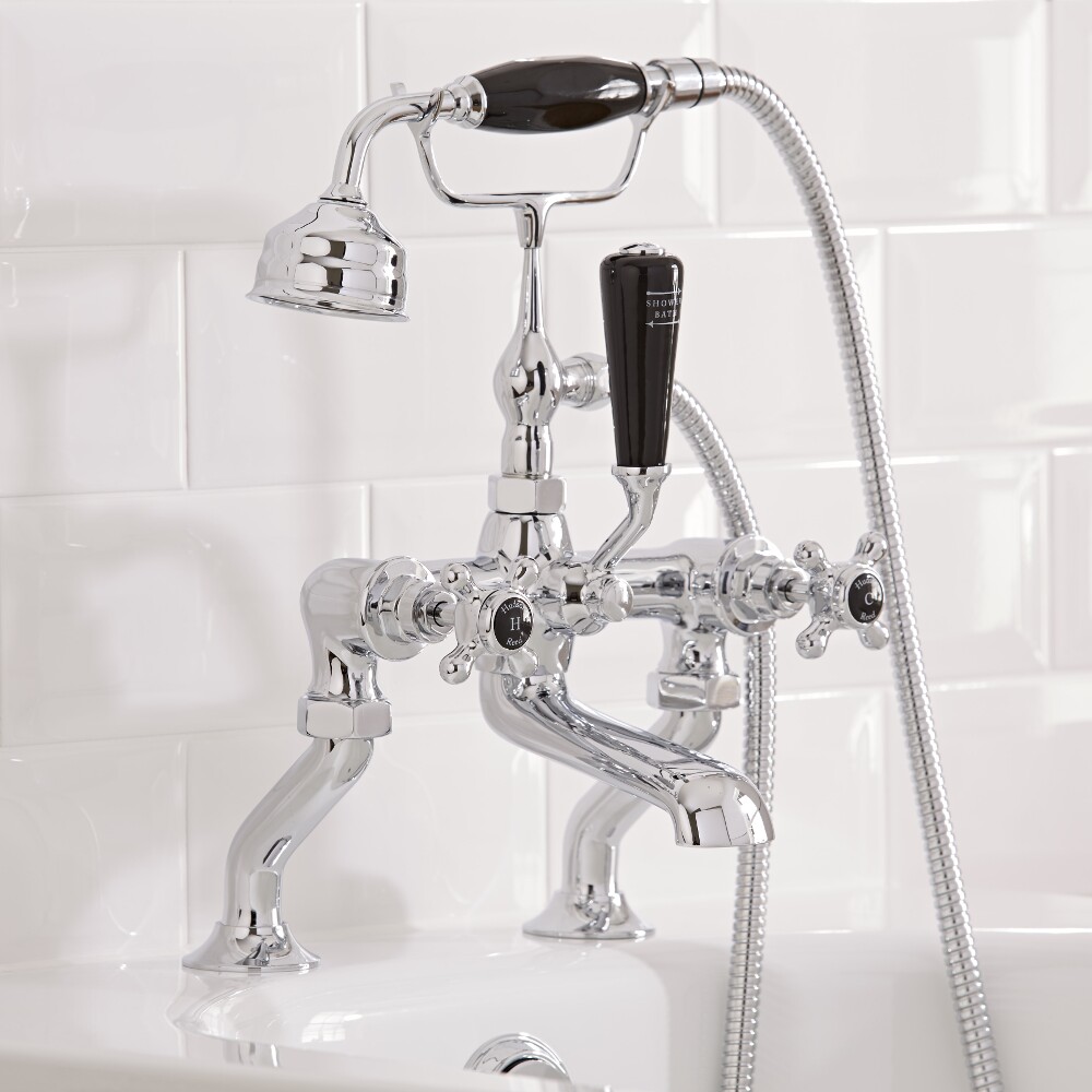 Robinet bain douche rétro - Blanc & Noir -Topaz