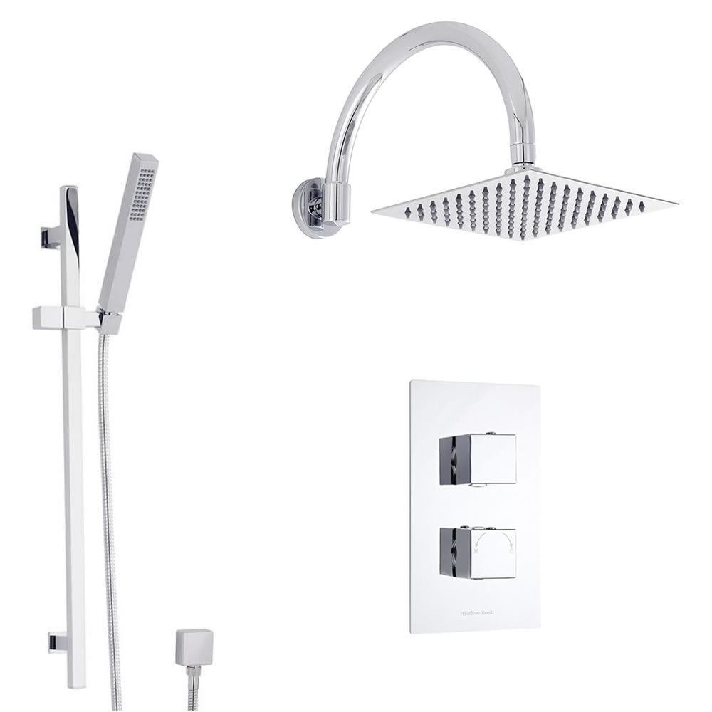 Douche Encastrable Thermostatique Design Cubique Pommeau 20x20cm