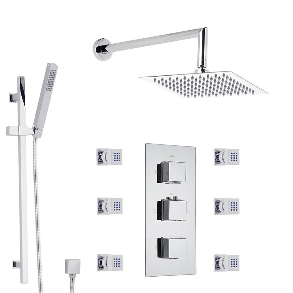 Kit Douche Thermostatique encastrable Avec Rampe De Fixation Pour Douchette
