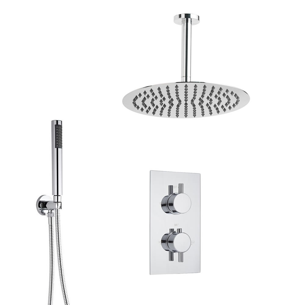 Douche Encastrable Thermostatique Pommeau Ø 30cm & Douchette Design Rond Ecco