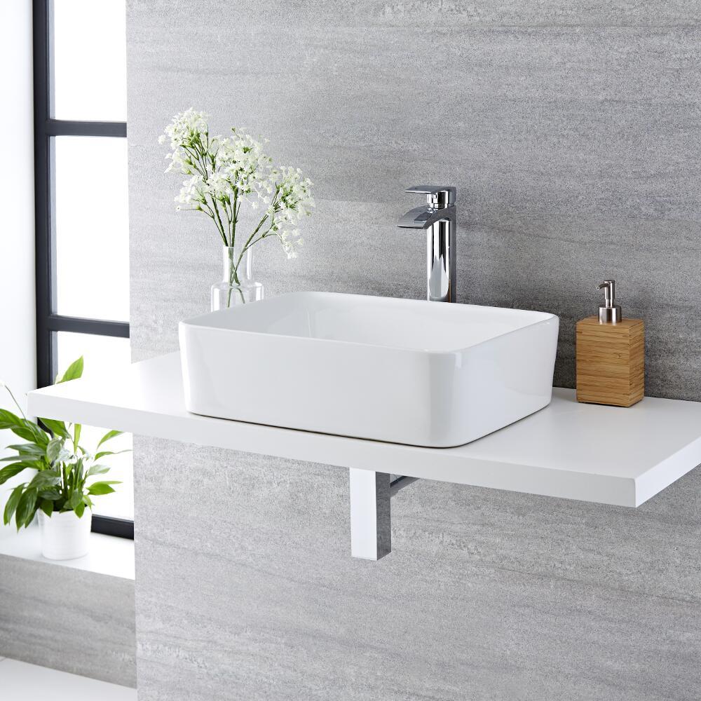 Vasque à poser rectangulaire Alswear 48 x 37cm & Mitigeur Haut Razor