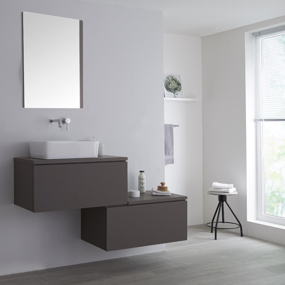 Meuble pour vasque à poser Gris & Blanc Newington - 140cm