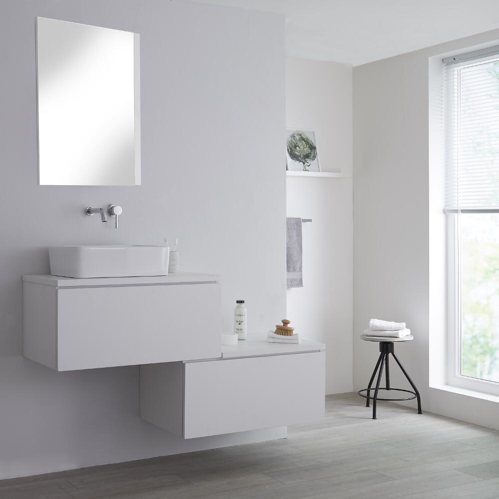 Meuble pour vasque à poser Blanc Newington - 140cm