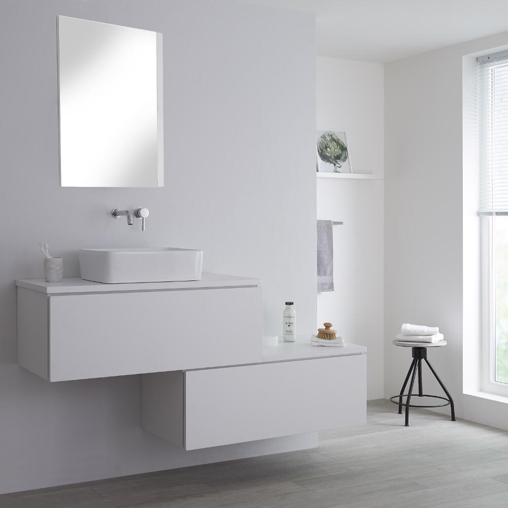 Meuble pour vasque à poser Blanc Newington - 160cm