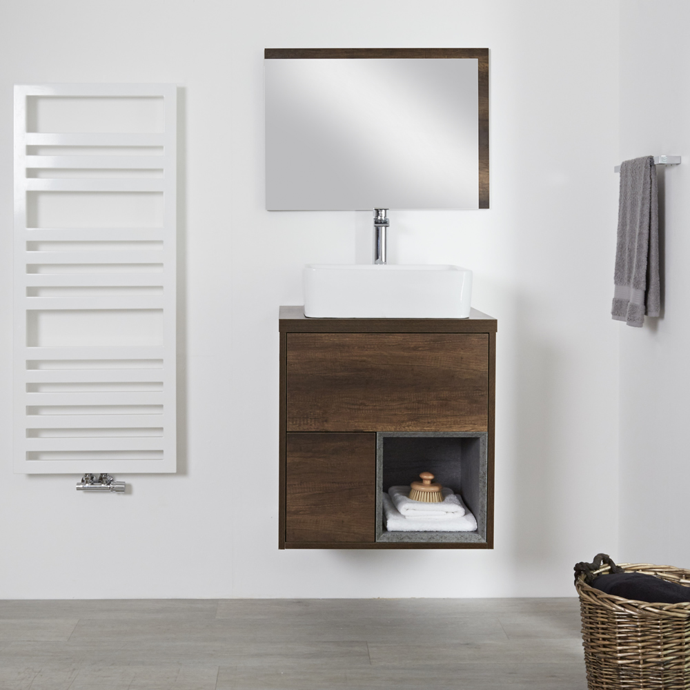 Meuble sous Vasque Hoxton - 60cm Chêne Foncé