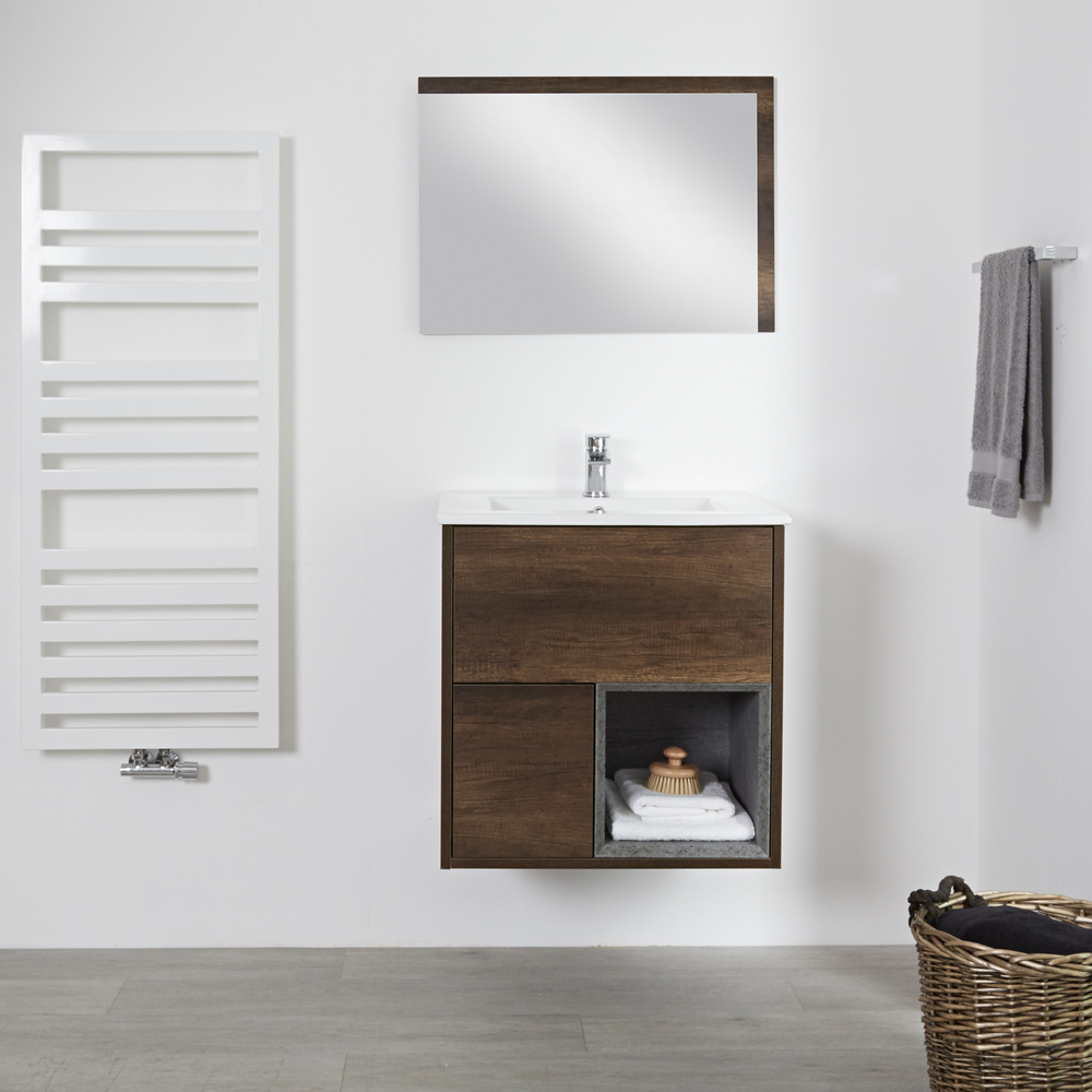 Meuble Lavabo 46.5x61cm Hoxton Chêne Foncé
