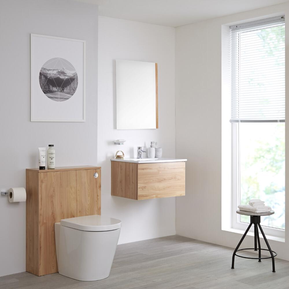 Meuble Lavabo Newington 60cm & Pack WC Chêne Doré