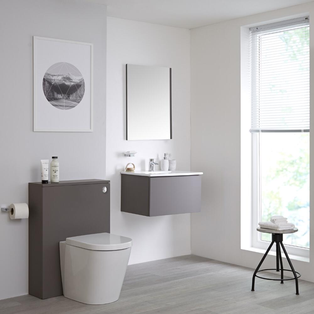 Meuble Lavabo Newington 60cm & Pack WC Gris Mat