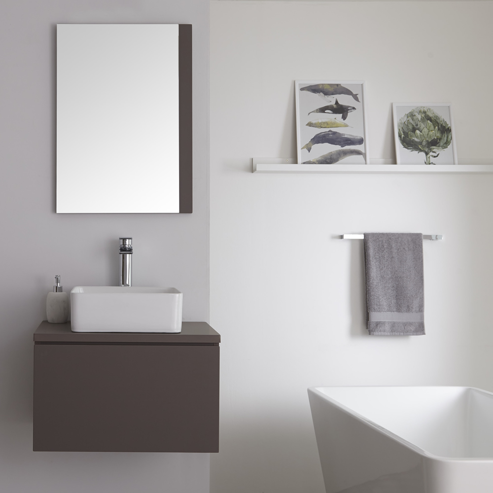 Meuble sous Lavabo Carré Gris Mat Newington 60cm