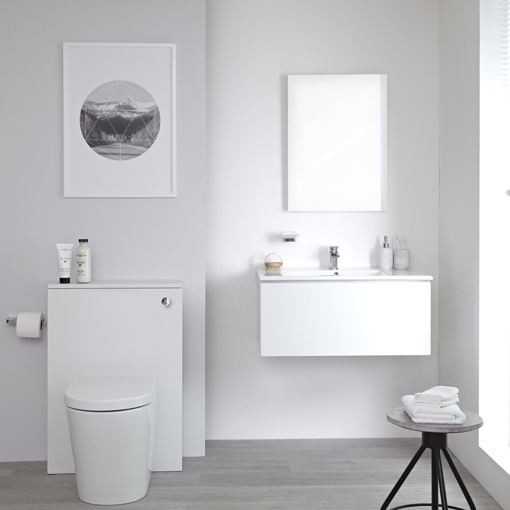 Meuble Lavabo Newington 80cm & Pack WC Blanc Mat