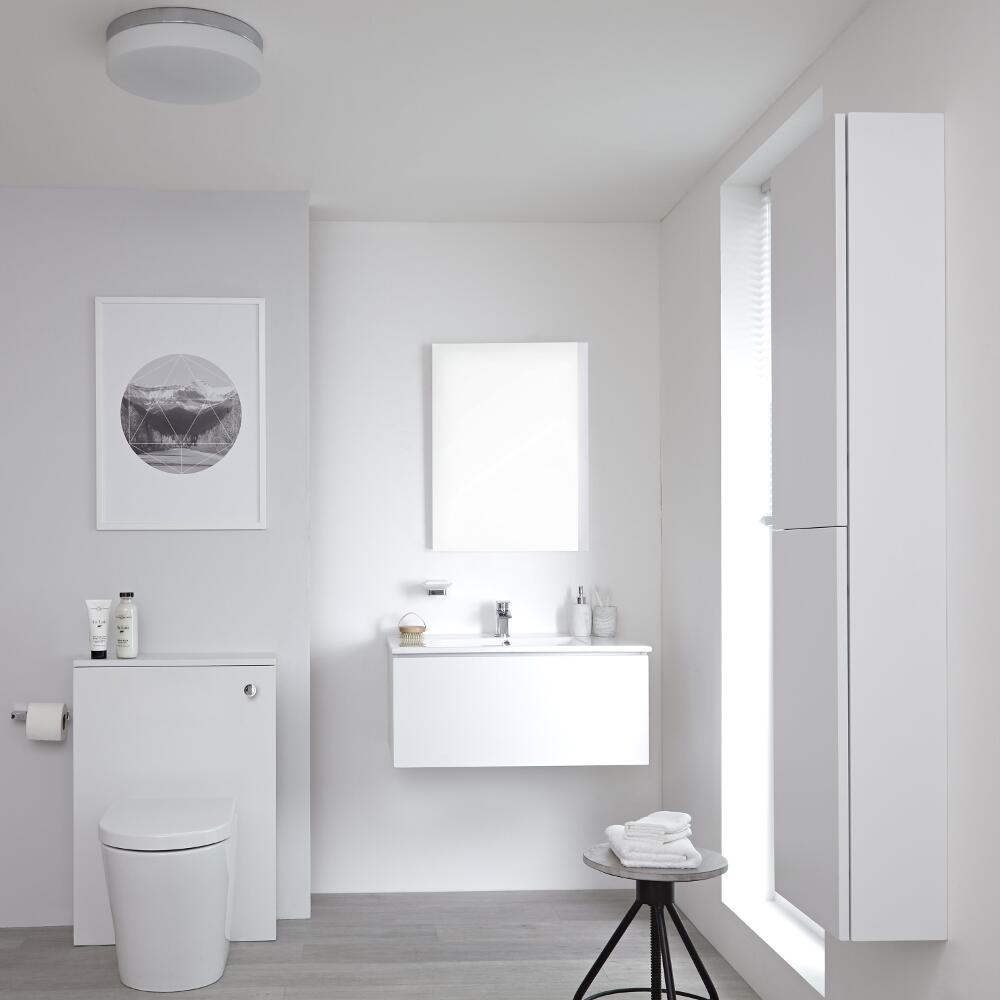 Meuble Lavabo Newington 80cm Blanc Mat - Pack WC & Miroir