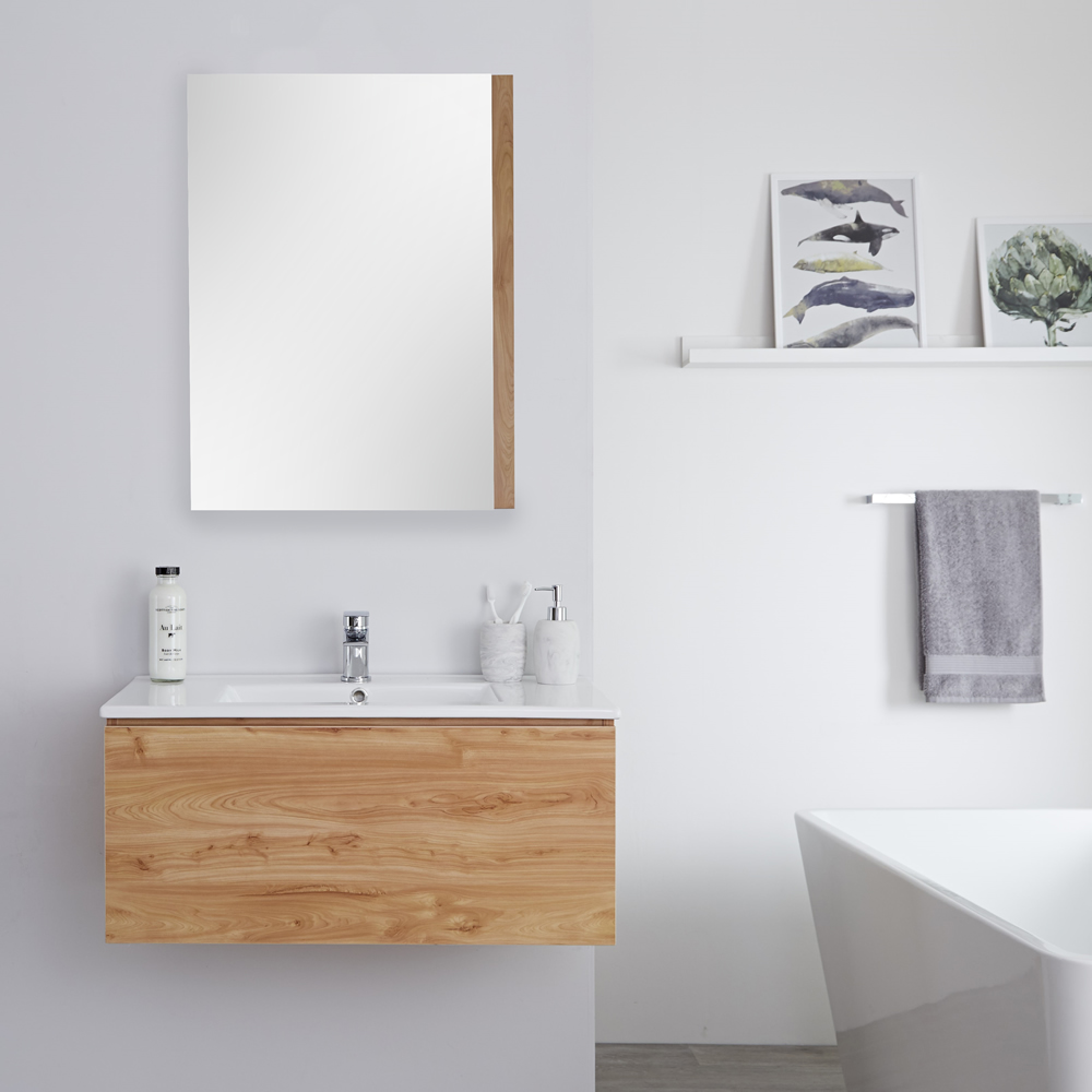 Meuble Lavabo 80cm Newington Chêne Doré