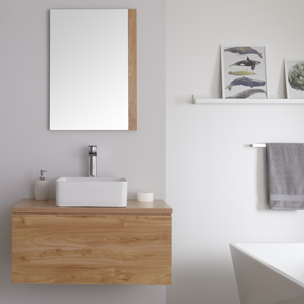Meuble sous Lavabo Carré Chêne Doré Newington 80cm