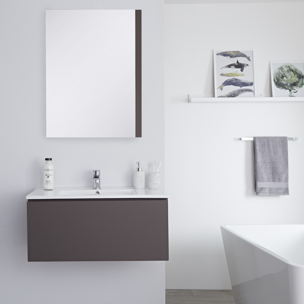 Meuble Lavabo 80cm Newington Gris Mat