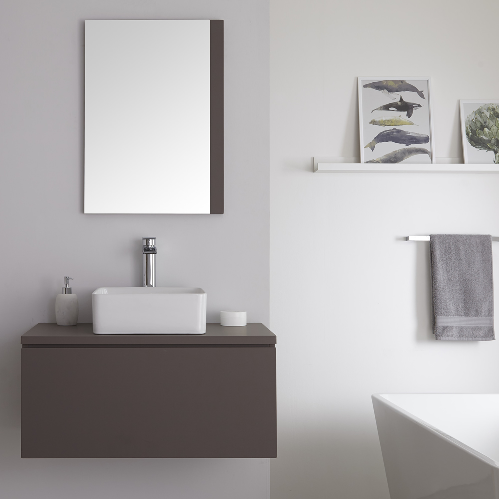 Meuble sous Lavabo Carré Gris Mat Newington 80cm