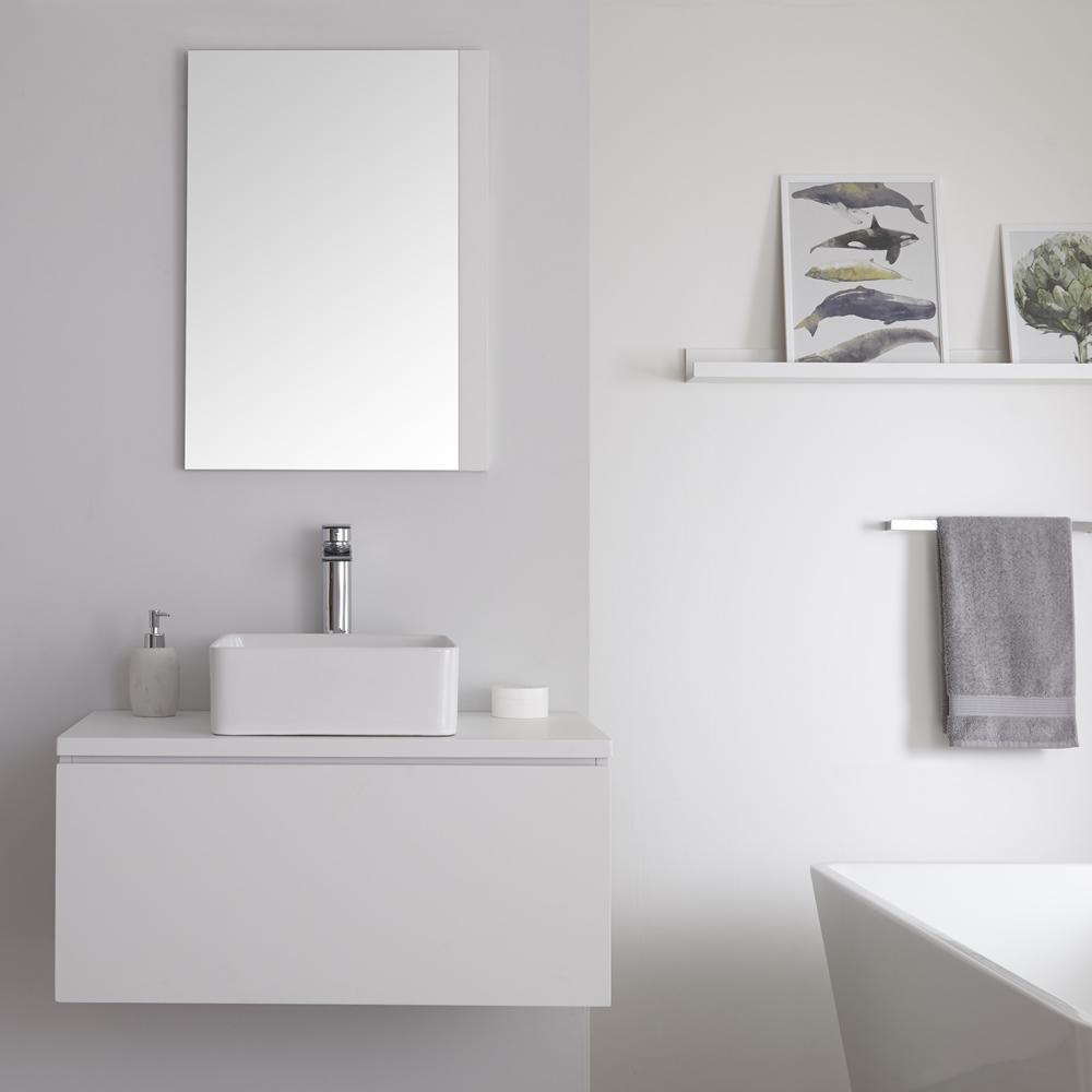 Meuble sous Lavabo Carré Blanc Mat Newington 80cm