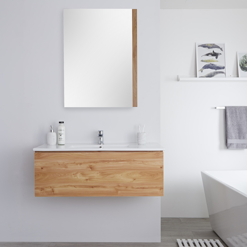 Meuble Lavabo 100cm Newington Chêne Doré