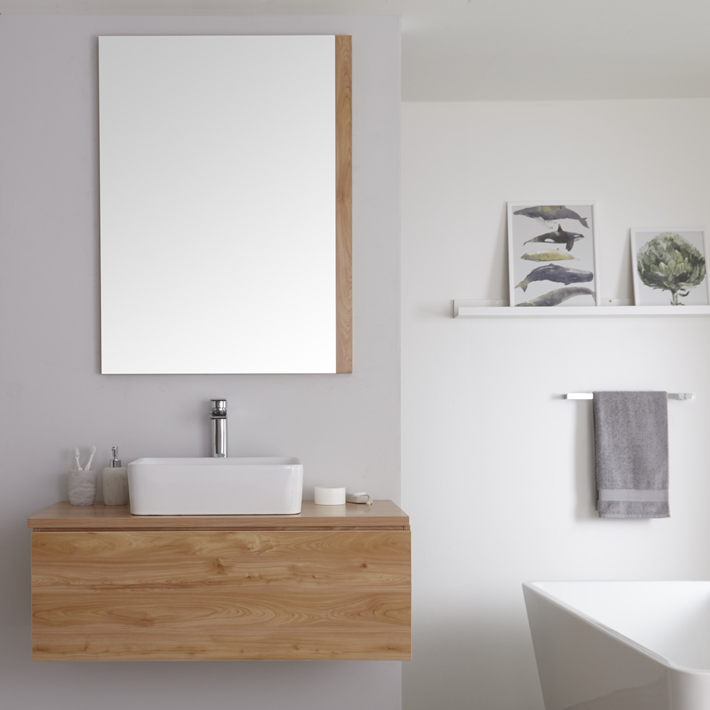 Meuble sous Lavabo Carré Chêne Doré Newington 100cm
