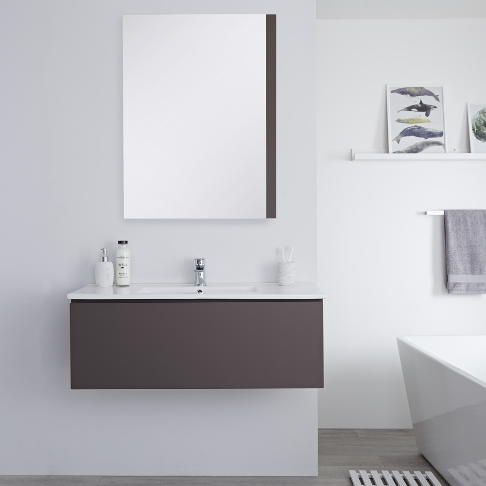 Meuble Lavabo 100cm Newington Gris Mat