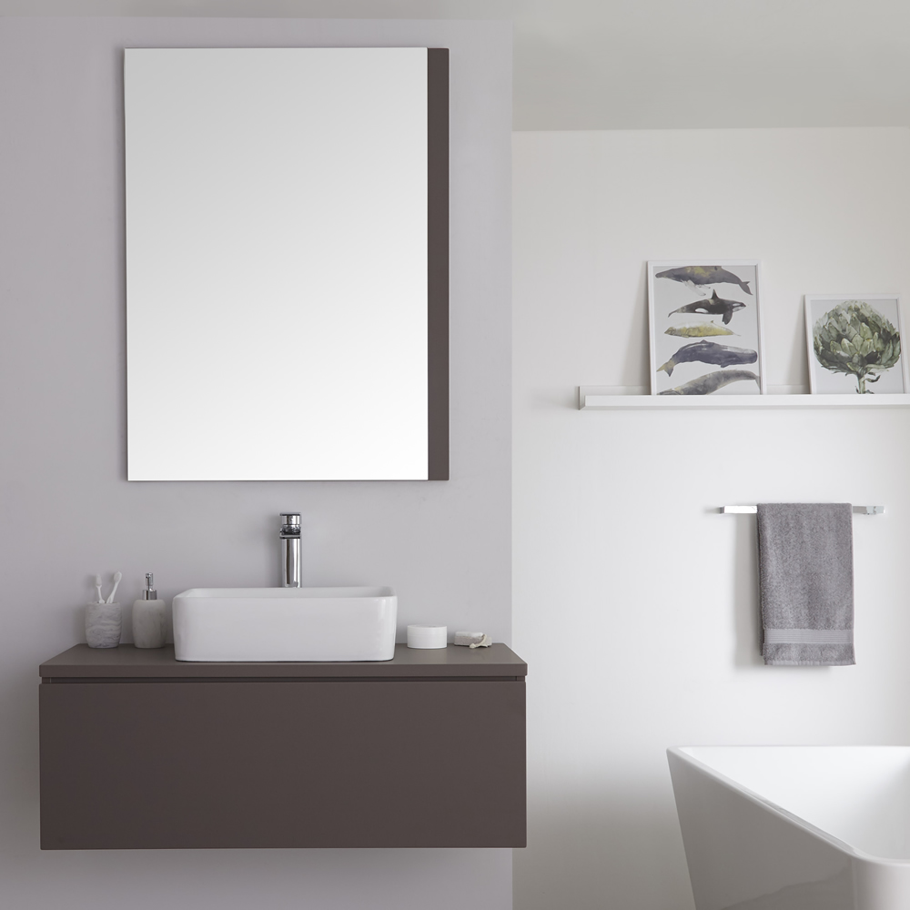 Meuble sous Lavabo Carré Gris Mat Newington 100cm