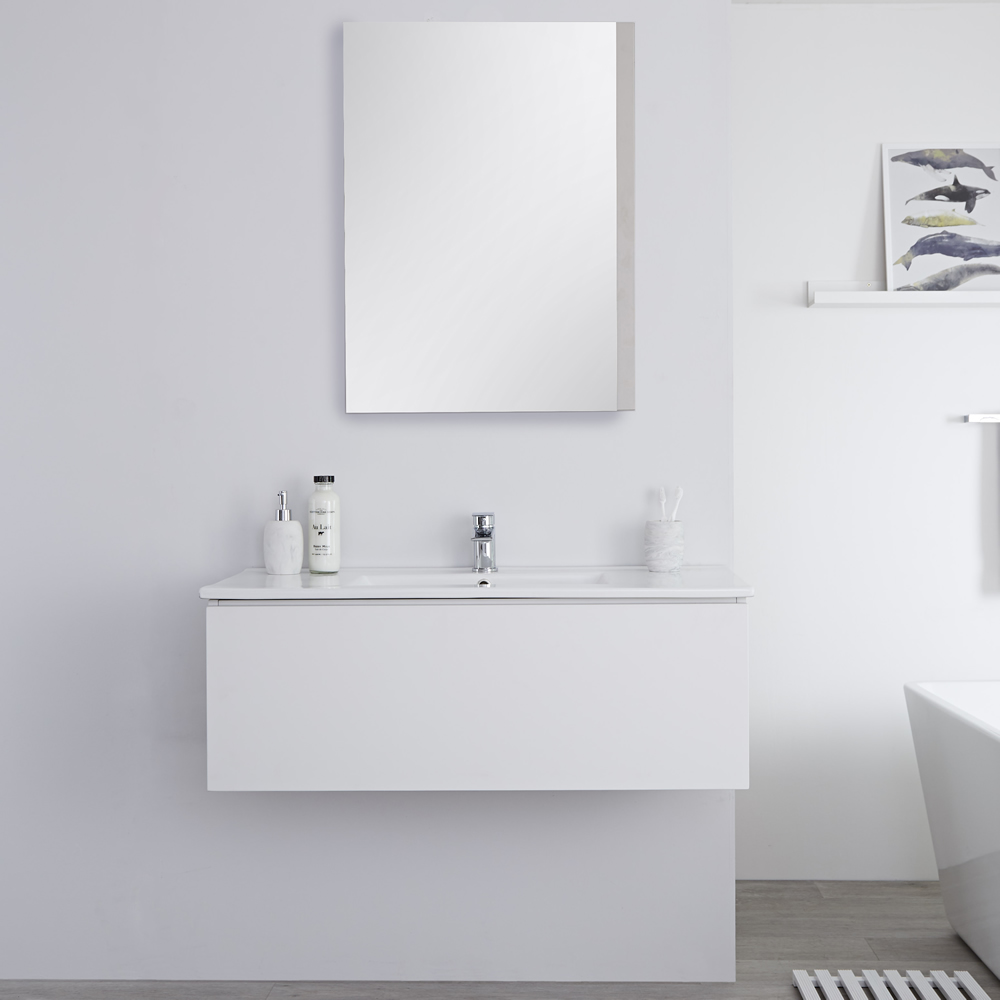 Meuble Lavabo 100cm Newington Blanc Mat