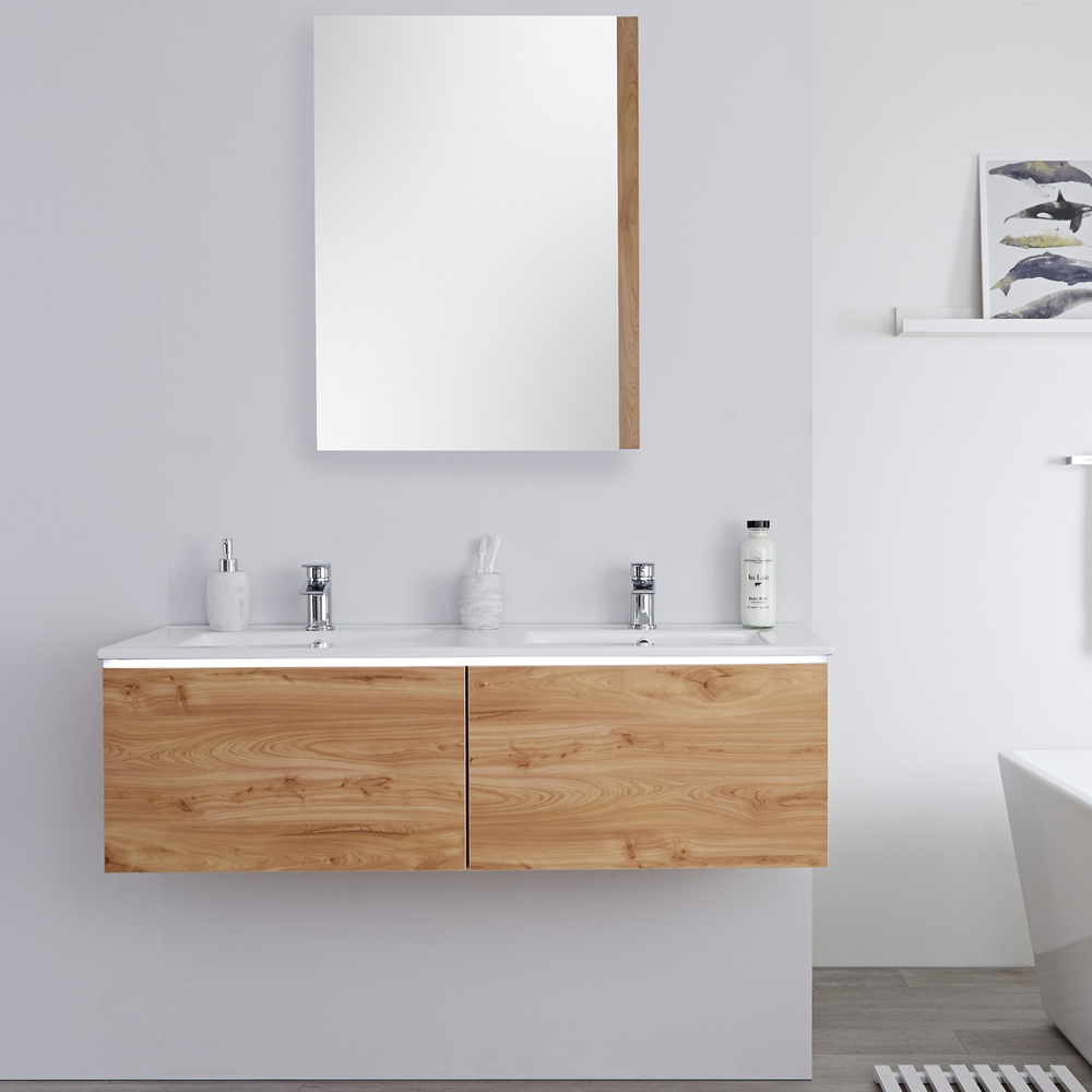 Meuble Double vasque 120cm Newington Chêne Doré