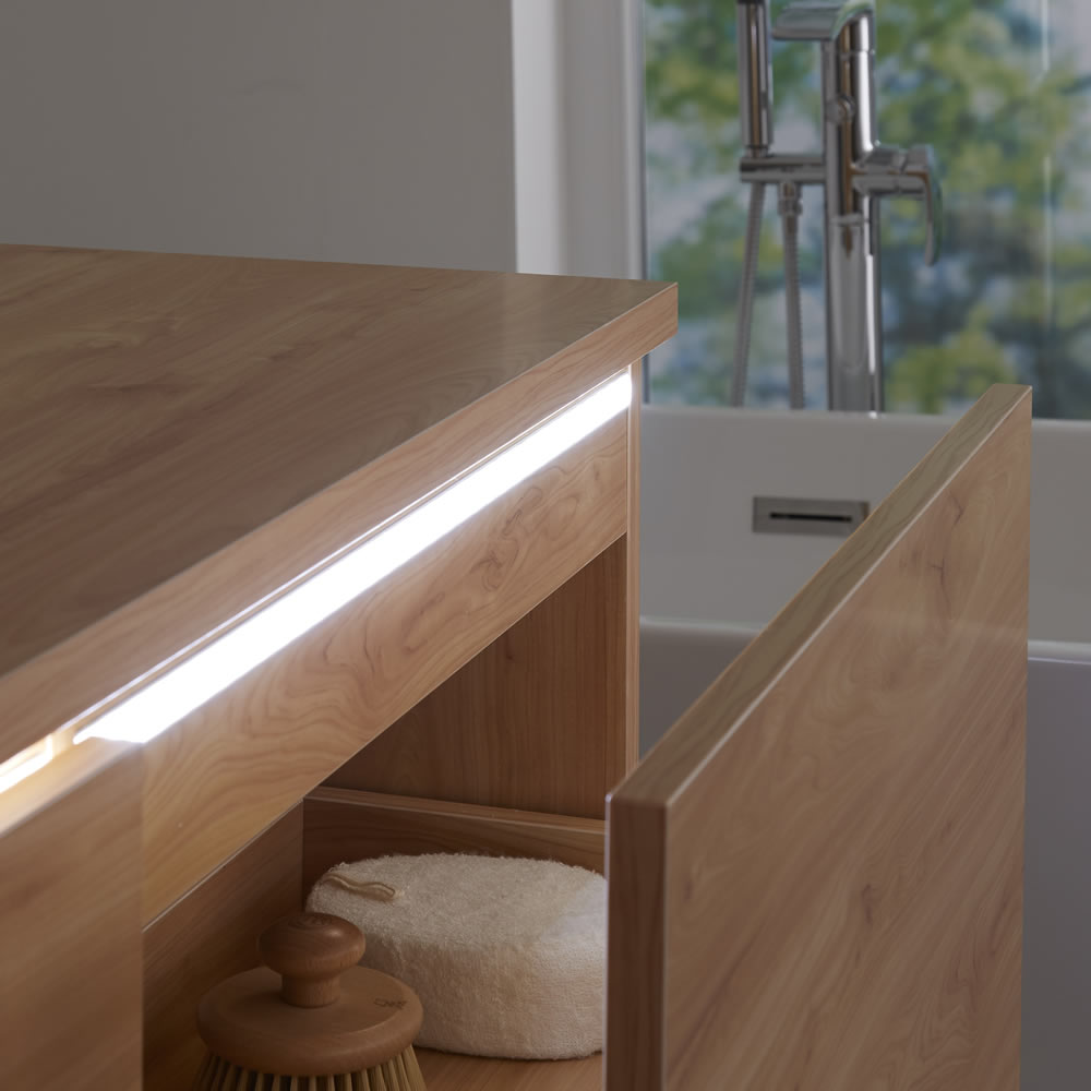 Meuble Double vasque carrée 120cm Newington Chêne Doré