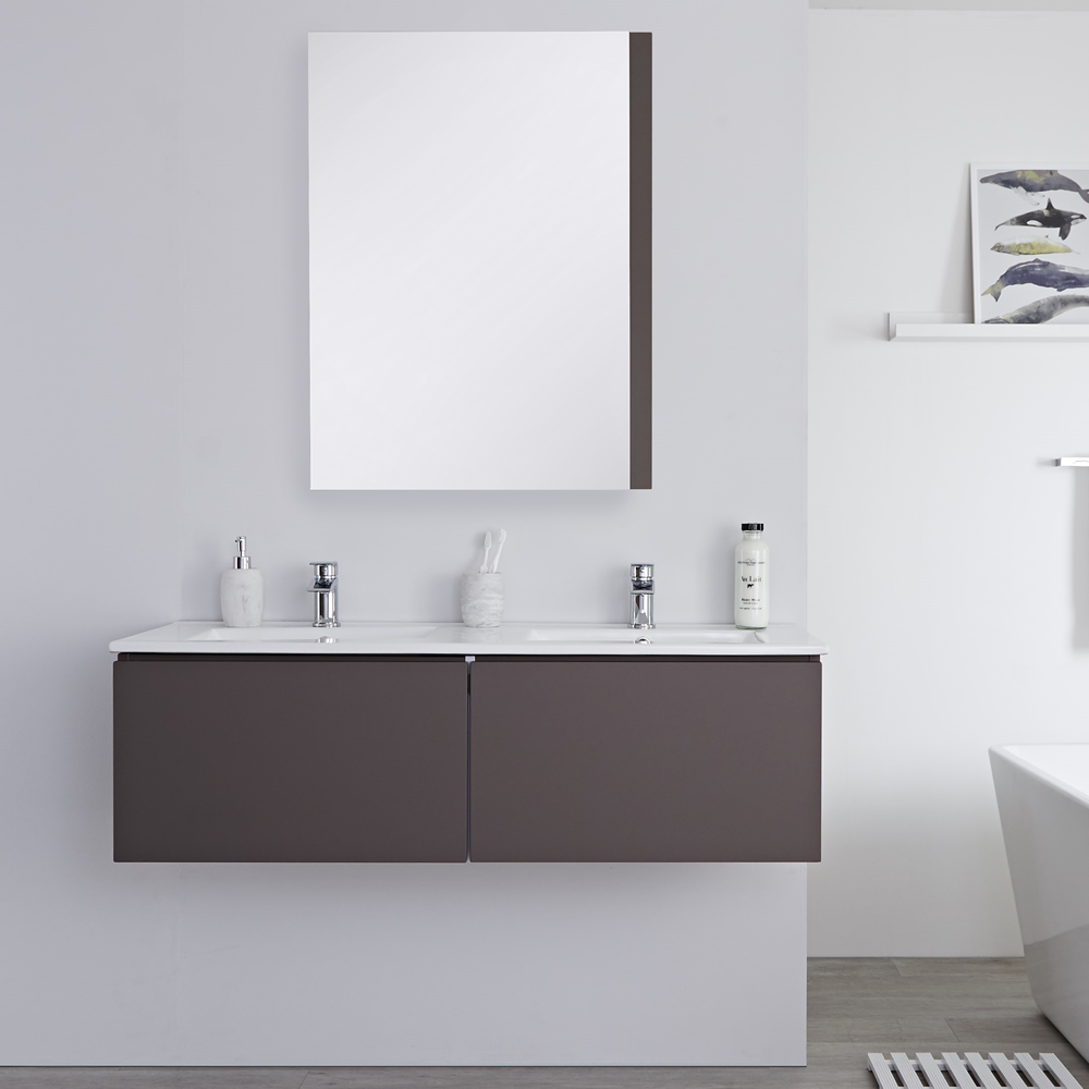 Meuble Double vasque 120cm Newington Gris Mat