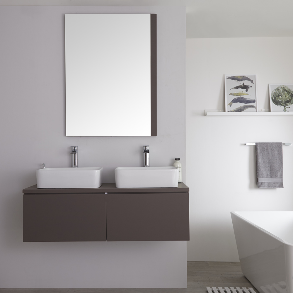 Meuble Double vasque carrée 120cm Newington Gris Mat