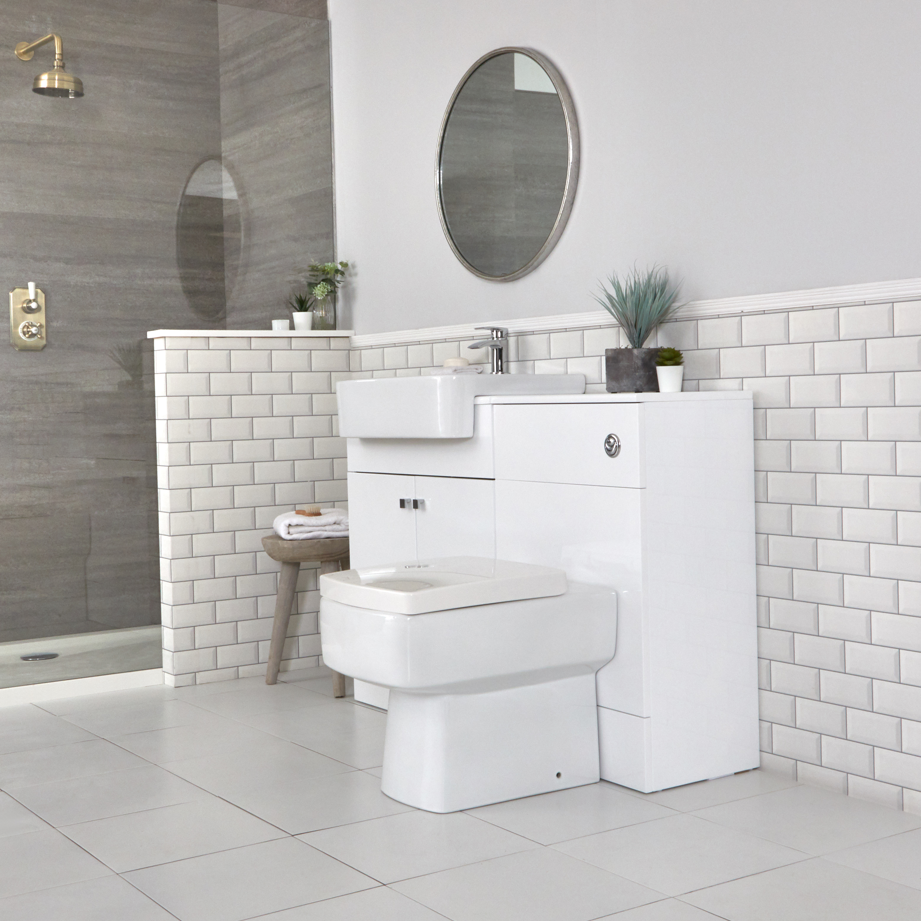 Meuble-lavabo et pack WC – Blanc – 117 cm - Atticus