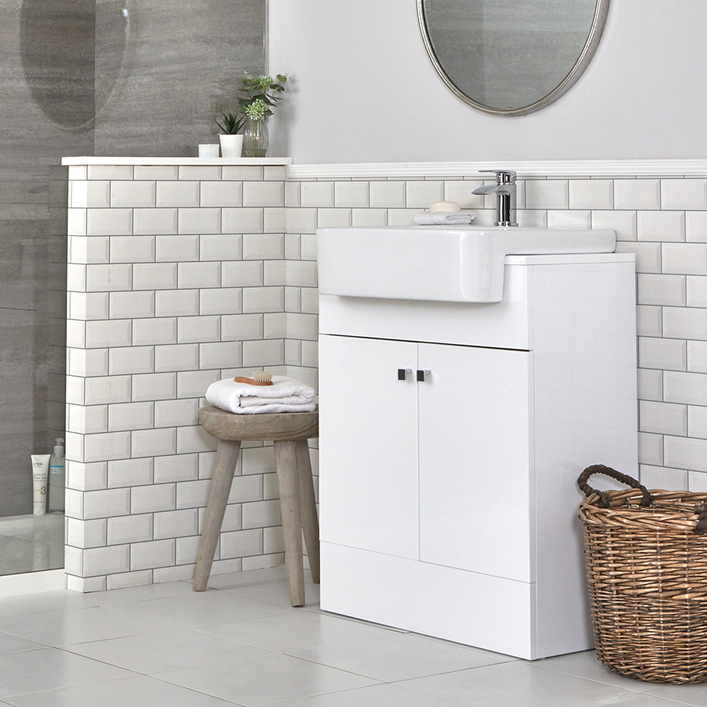 Meuble-lavabo blanc – 67 cm – Lavabo en céramique - Atticus