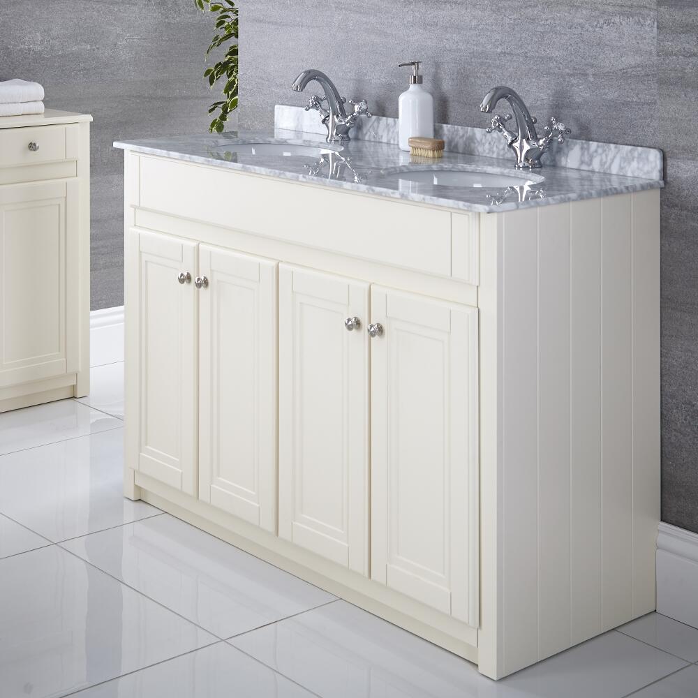 Meuble double vasque 120x50cm Charlton Ivoire
