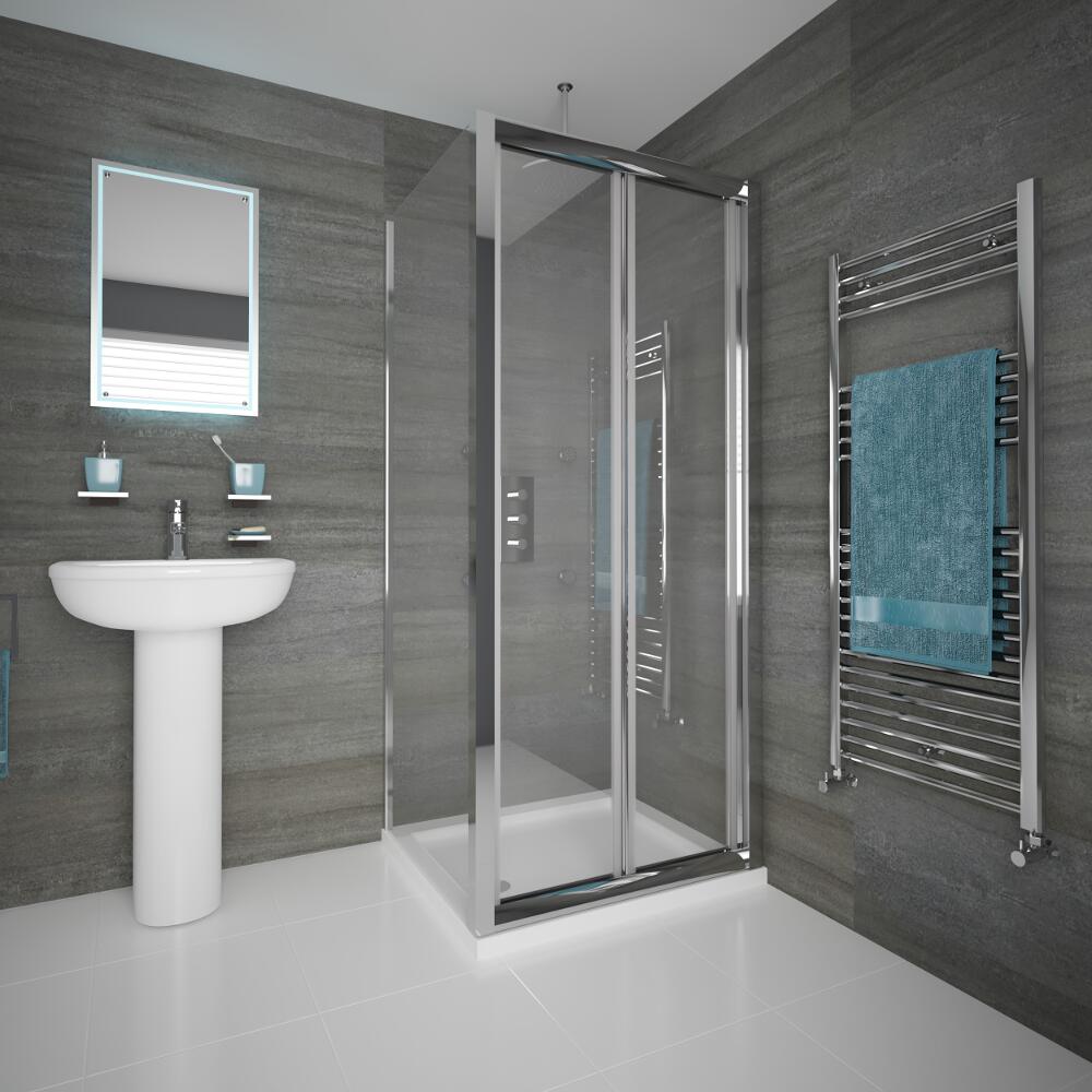 Cabine de douche porte pliante 76x76x195cm & Receveur Portland