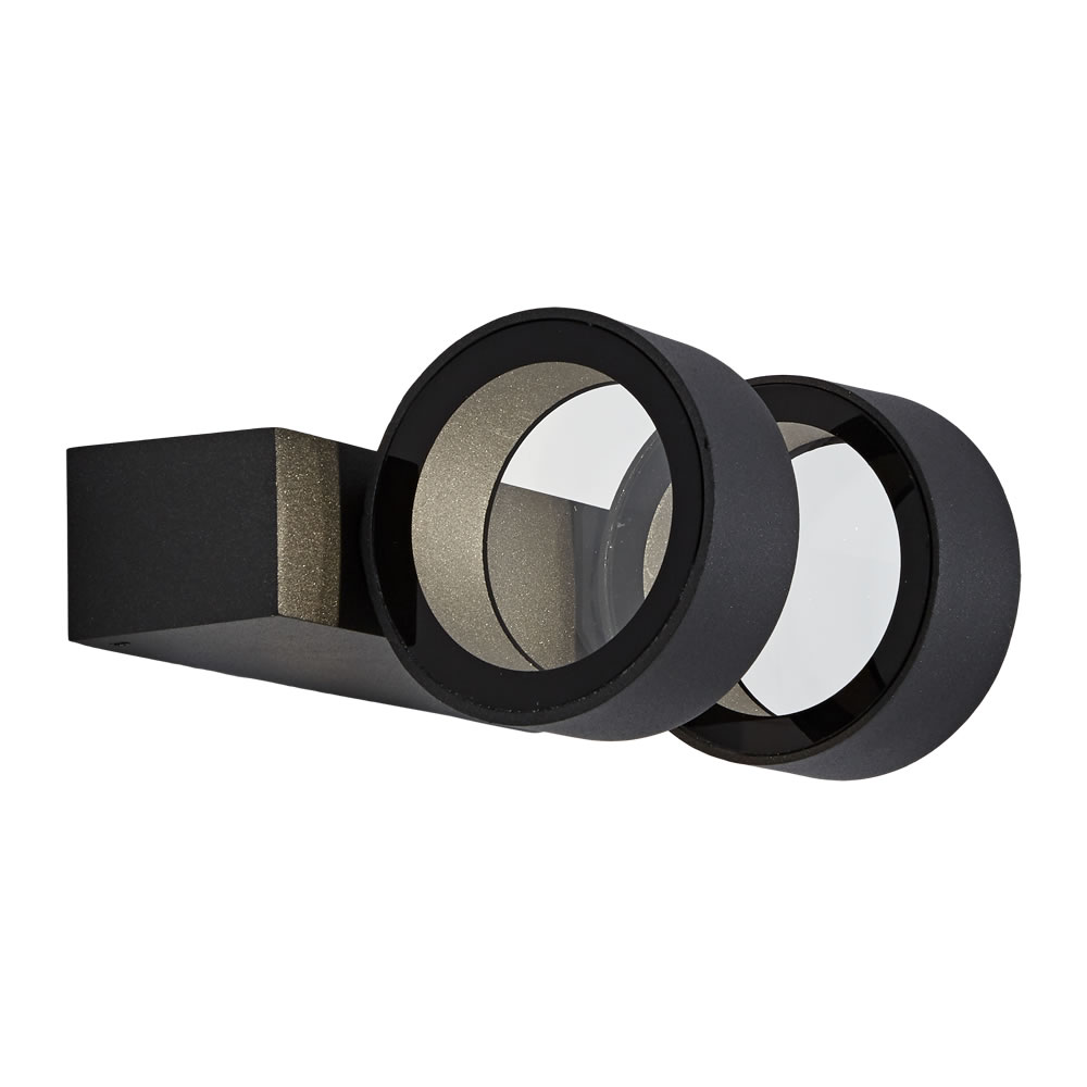 Biard Brno - Applique murale extérieur ronde bidirectionnelle anthracite - IP65 - LED 15.5W