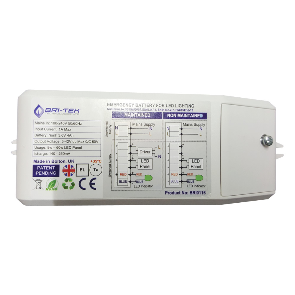 Bri-Tek Batterie rechargeable pour Plafonnier Led 8-60W