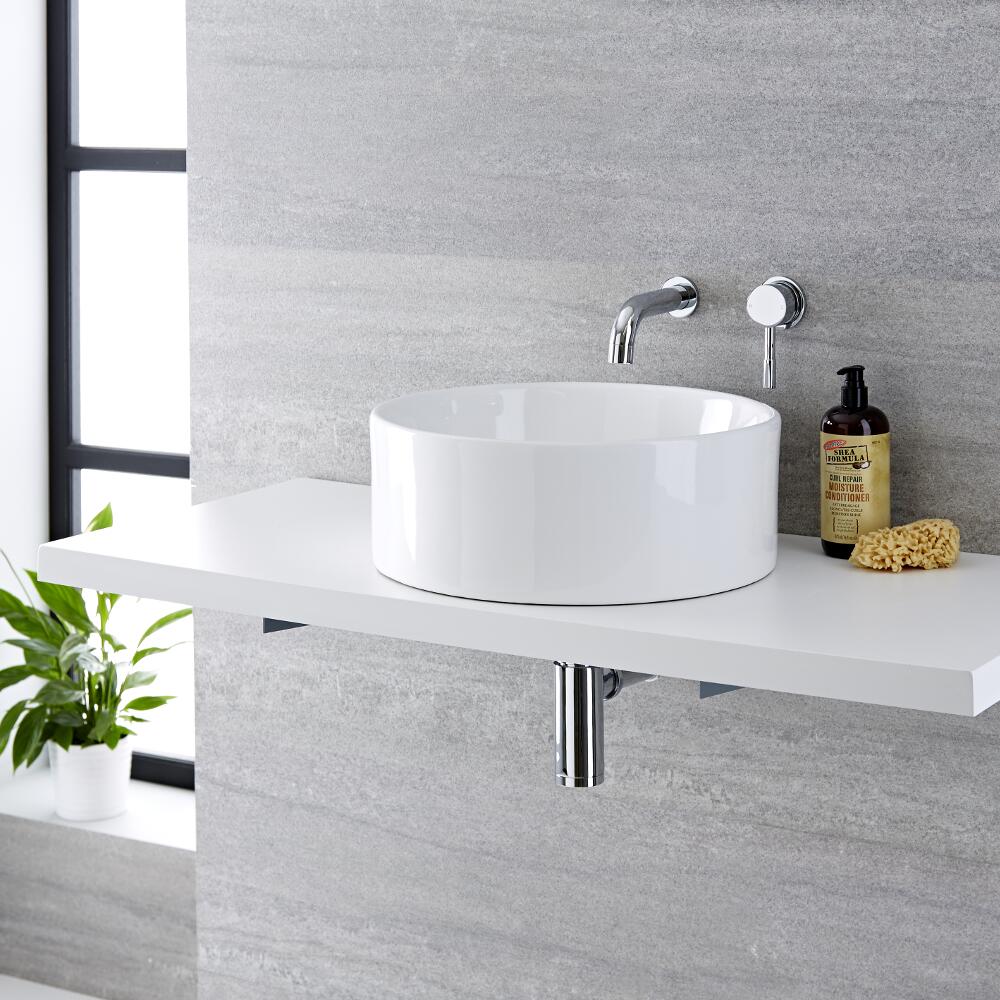 Vasque à poser ronde Ø 40cm Covelly & Mitigeur Mural Mirage