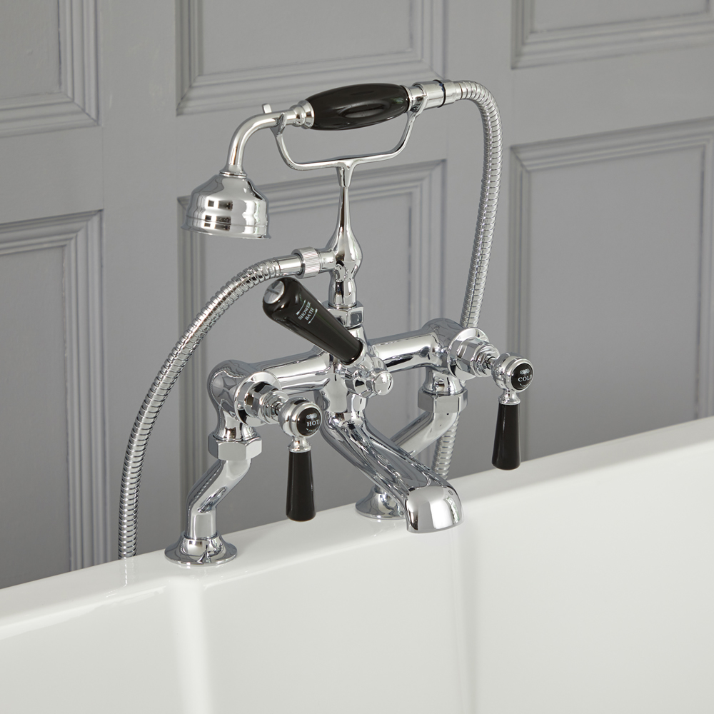 Robinet bain douche rétro – Commandes à leviers – Chromé et noir - Elizabeth