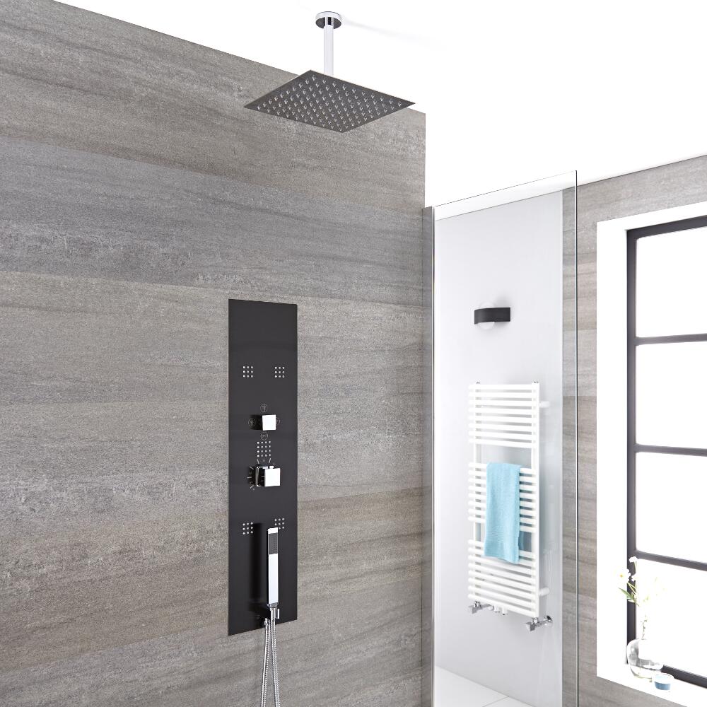 Douche Thermostatique Encastrable 90x22cm Avec Douchette 5 Buses & Pommeau Plafond 30cm - Gamme Llis
