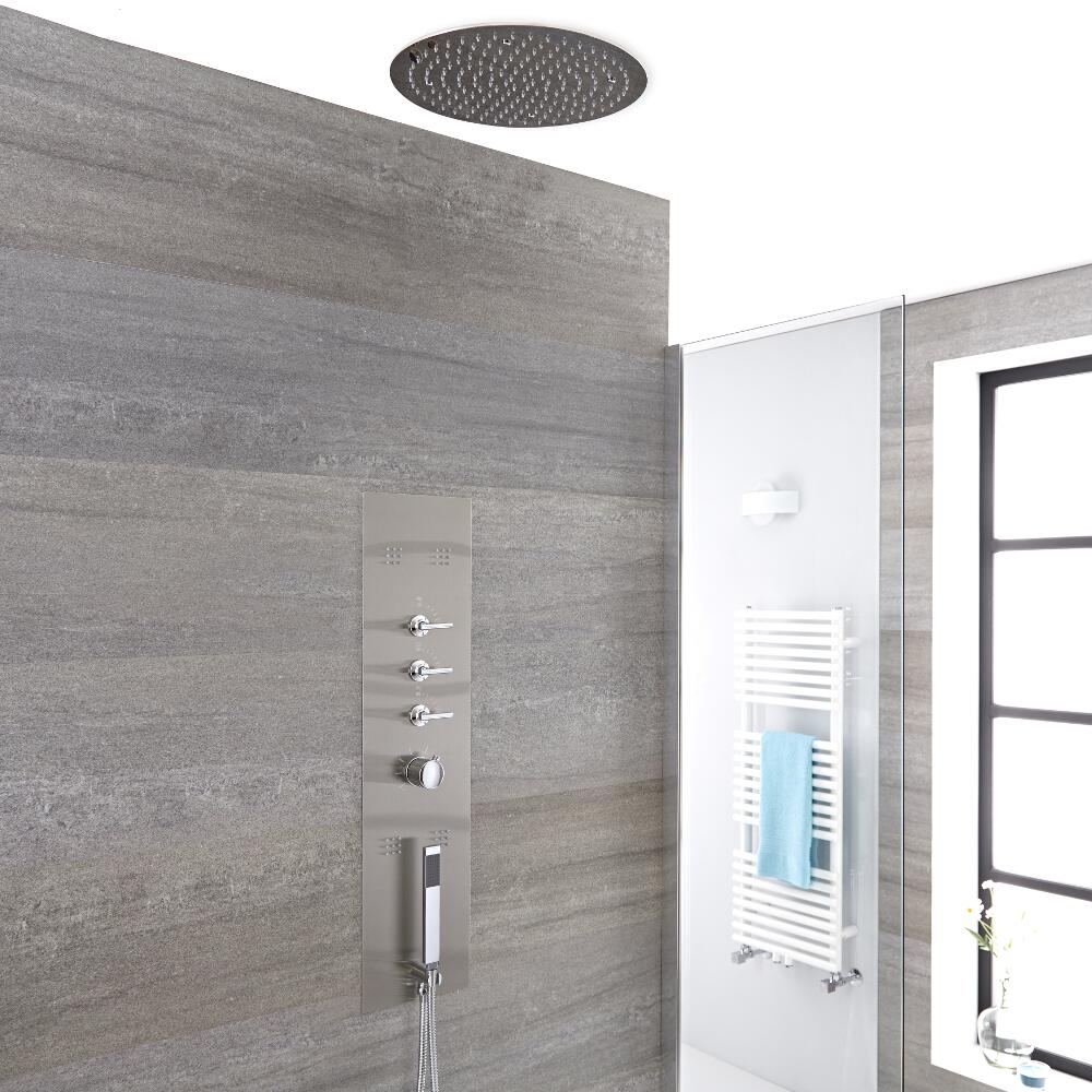 Douche Thermostatique Encastrable 90x22cm Avec Douchette 5 Buses & Pommeau Plafond Ø 40cm - Gamme Voco