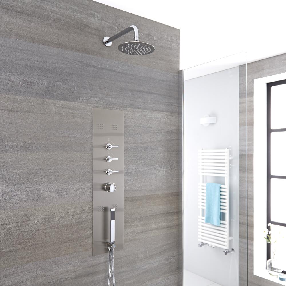 Douche Thermostatique Encastrable 90x22cm Avec Douchette 4 Buses & Pommeau Mural Ø 20cm - Gamme Voco