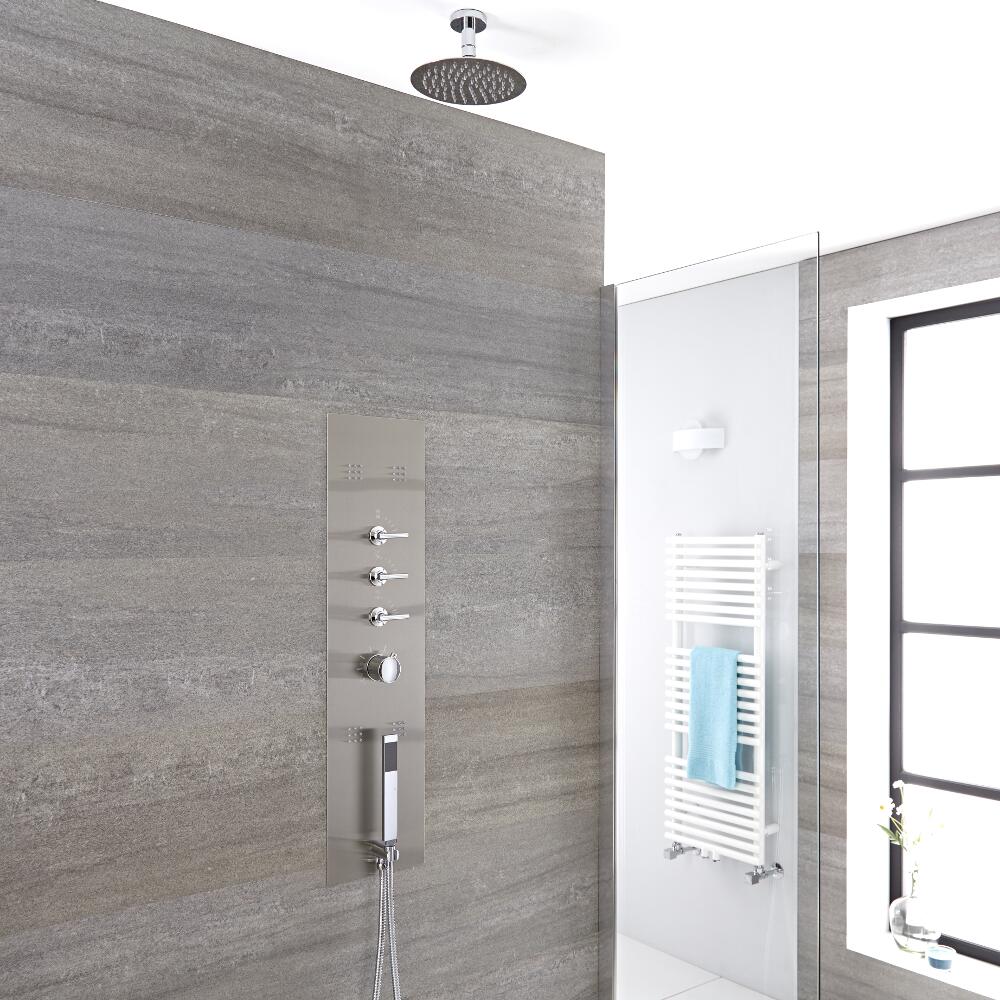 Douche Thermostatique Encastrable 90x22cm Avec Douchette 4 Buses & Pommeau Plafond Ø 20cm - Gamme Voco