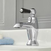 Hudson Reed Elizabeth - Mitigeur lavabo monotrou rétro - Commande à levier - Chromé et noir
