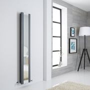 Radiateur design vertical – Avec miroir – Anthracite – Choix de tailles et de finitions – Delta avec miroir