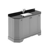 Meuble de salle de bain rétro – Avec plan de travail en marbre noir – 122 cm – Choix de finitions et de vasques – Old London