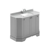 Meuble de salle de bain rétro – Avec plan de travail en marbre gris – 102 cm – Choix de finitions et de vasques – Old London