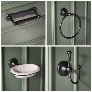 Pack d’accessoires pour salle de bain rétro – 4 pièces – Noir - Elizabeth